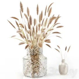 Dry flowers in glass vase